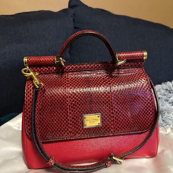 Dolce Gabbana Sicily - Genuine Leather - Medium Bag - Red - Picture 3 of 15